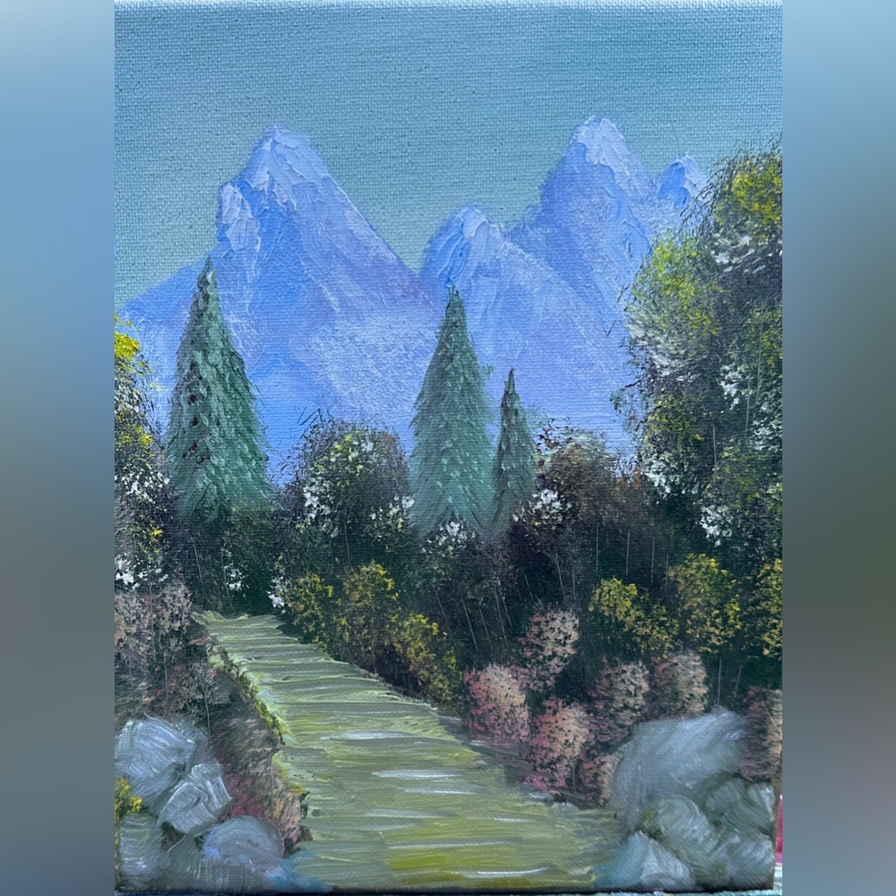 Majestic Mountain Pathway Canvas Art Painting